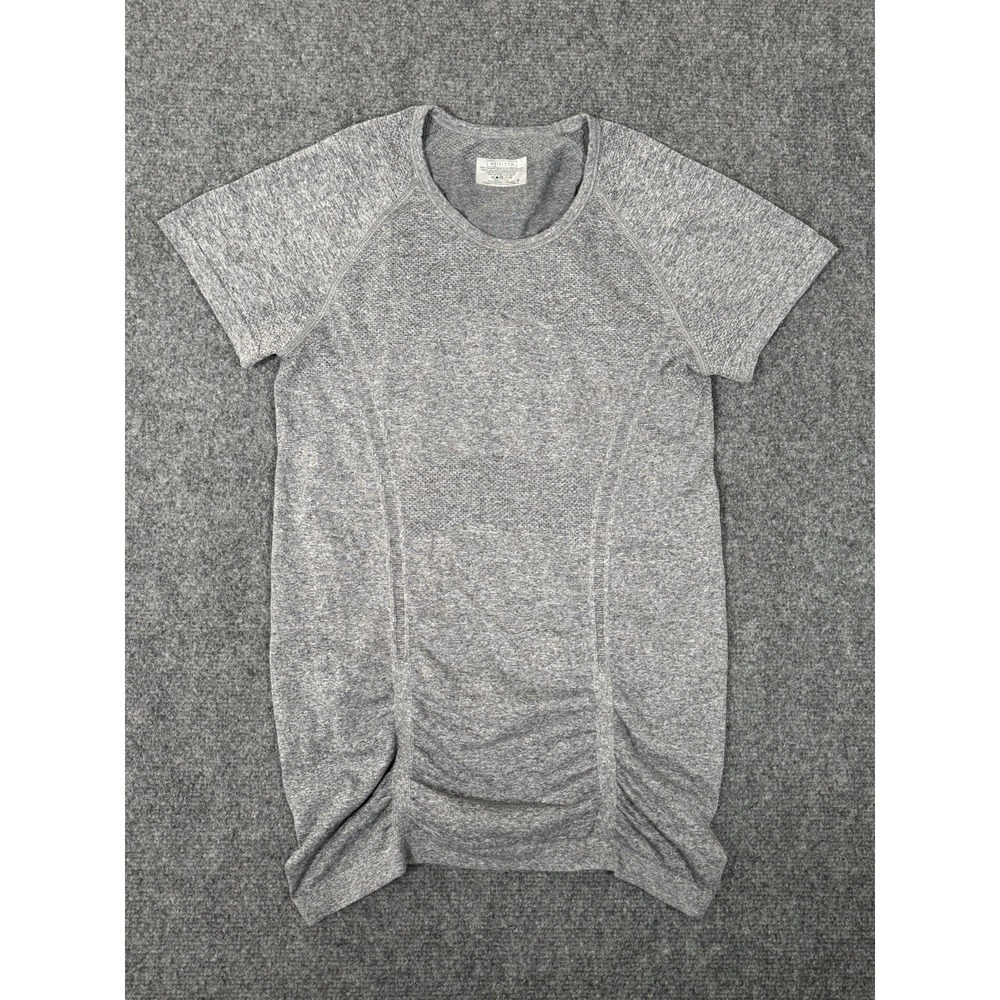 Athleta Speedlight Top Womens Small Gray Short Sleeve‎ Yoga Gym Training Tee EUC